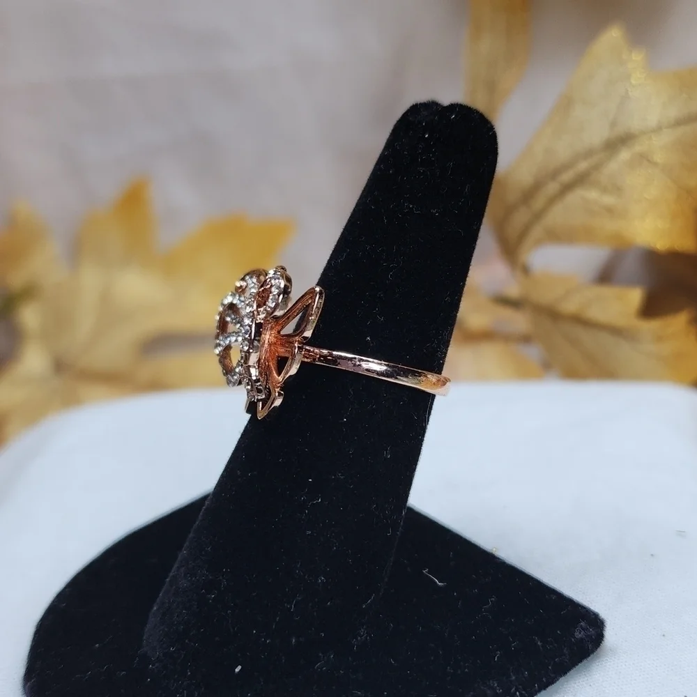 BUTTERFLY ROSR GOLD TONED RING